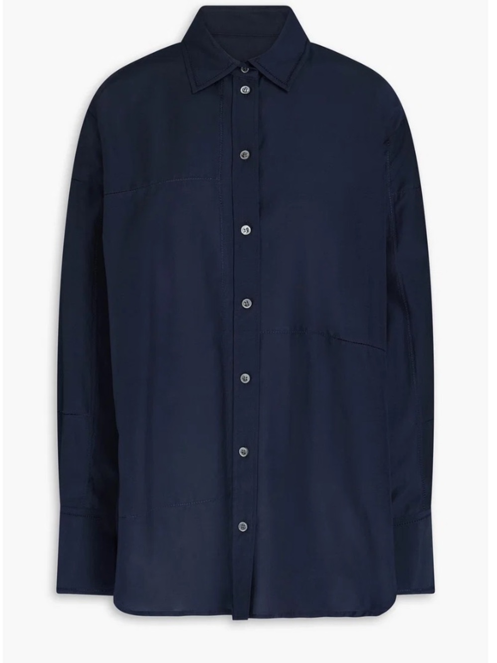 FRAME Cotton And Silk-blend Poplin Shirt sz medium navy blue patchwork